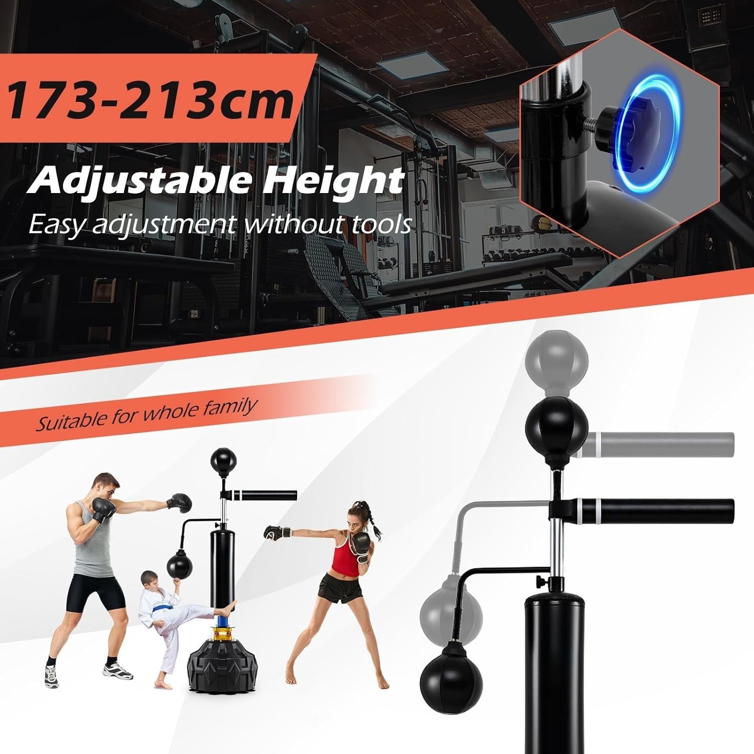 4 in 1 Boxing Speed Bag Stand Adjustable Punch Trainer MMA Fitness