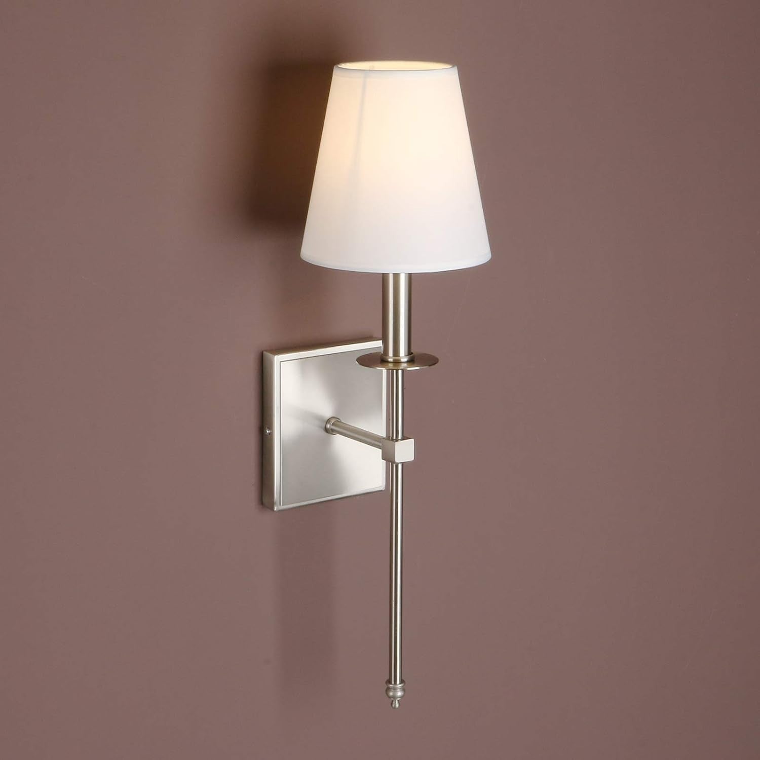 Modern Linen Wall Sconce Light Fixture, Brushed Finish, 54cm Height, E27 Bulb