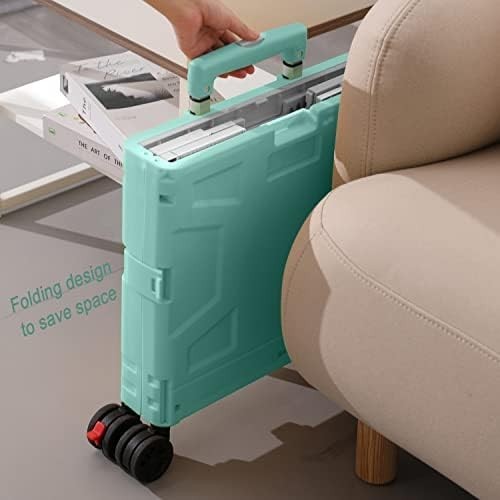 Foldable Grocery Trolley Cart 50Kg Portable Storage Box w/ Lid Green