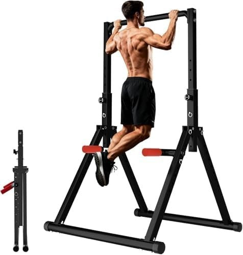 Foldable Power Tower Pull Up Dip Station Home Gym Strength Rack
