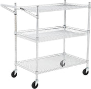 3 Tier Heavy Duty Utility Cart Rolling Metal Storage Trolley Silver