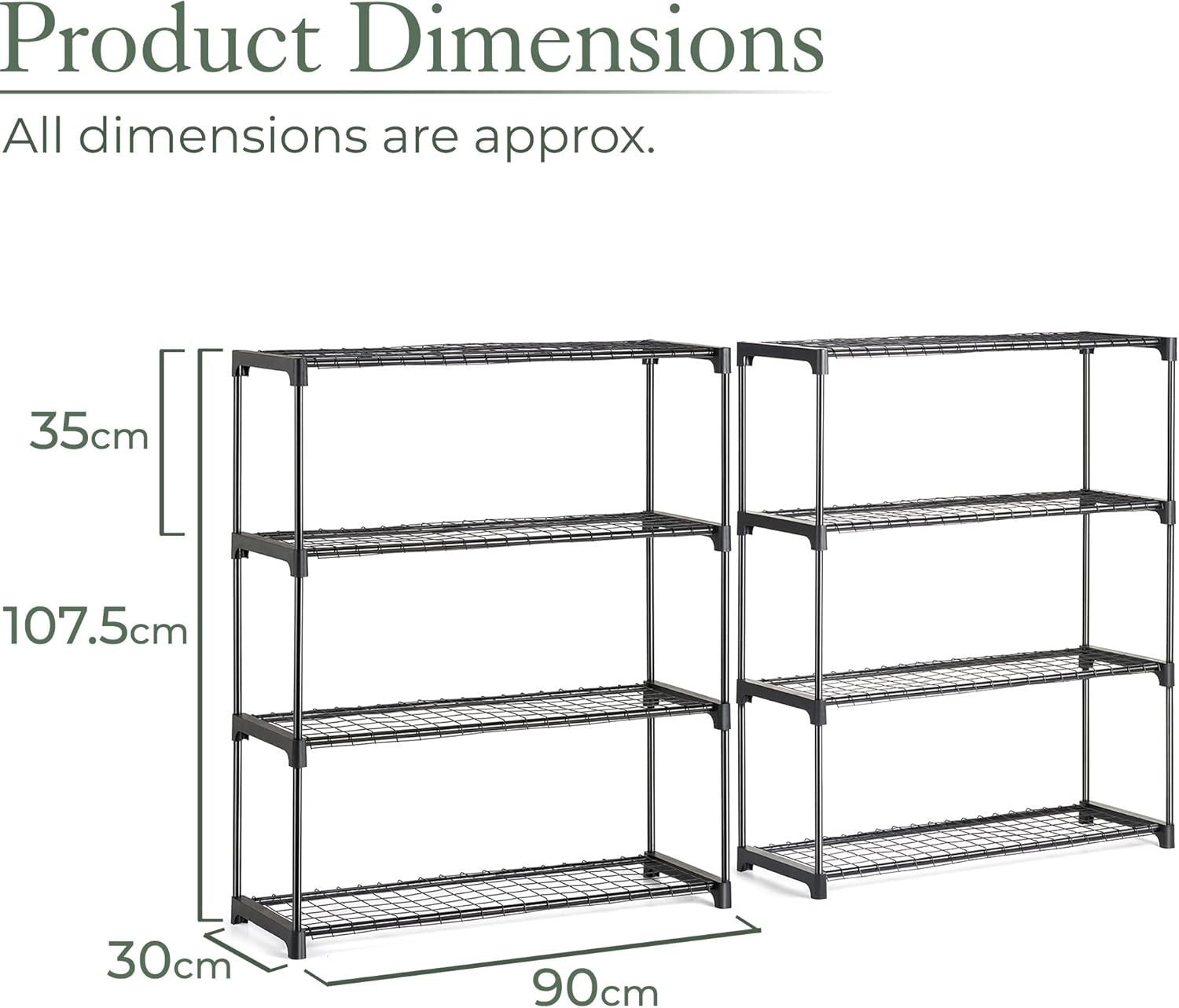 Double 4 Tier Metal Garden Shelving Rack Plant Stand Rust Resistant 107x90x30cm