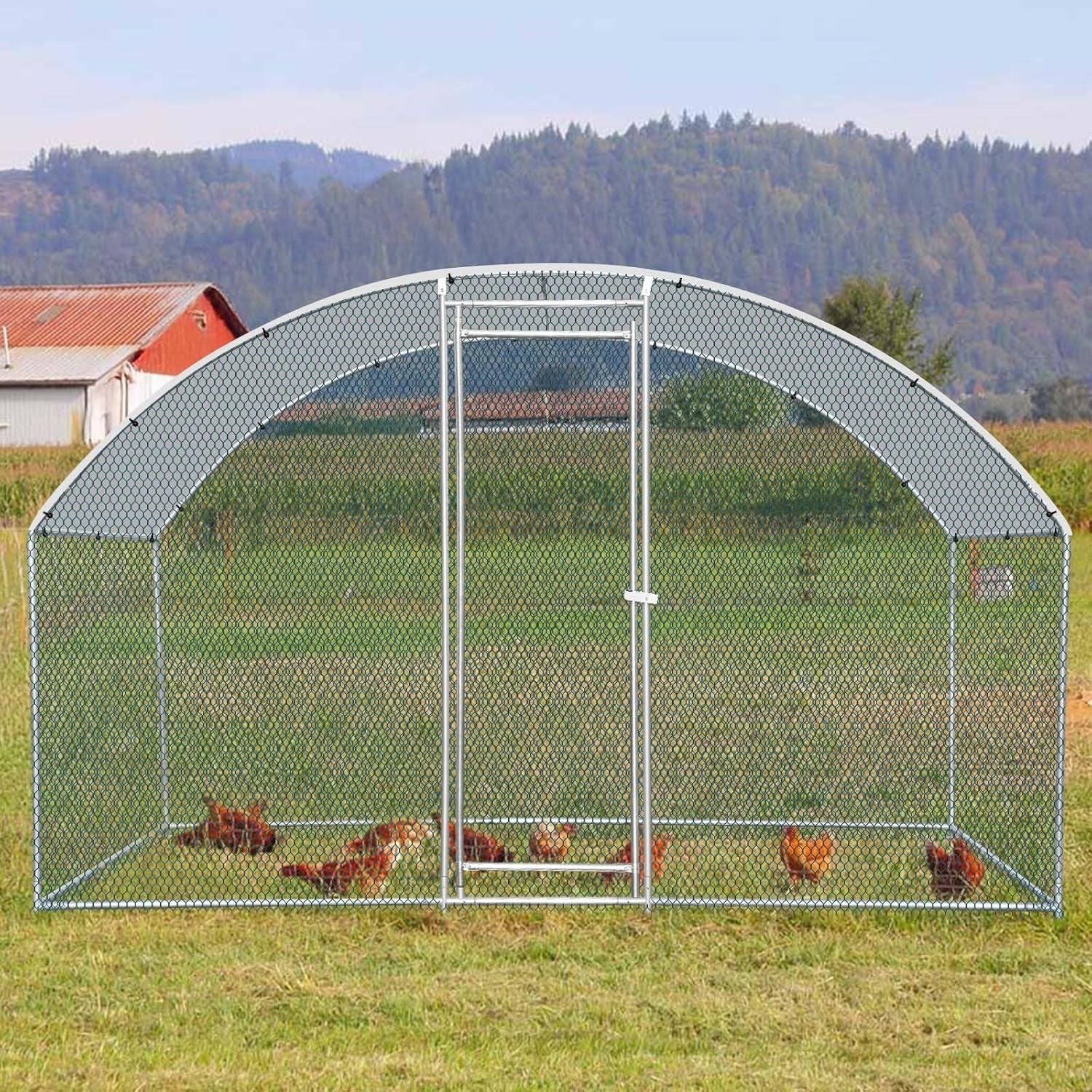 2x3x2m Walk In Metal Chicken Coop Run w Cover