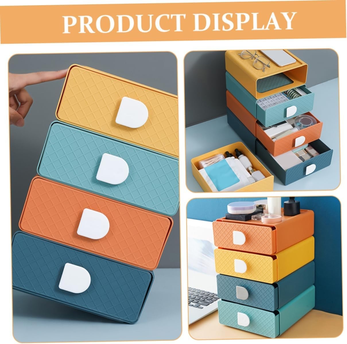 Desk Organizer Drawer Storage Box Stationery Makeup Holder 4-Tier