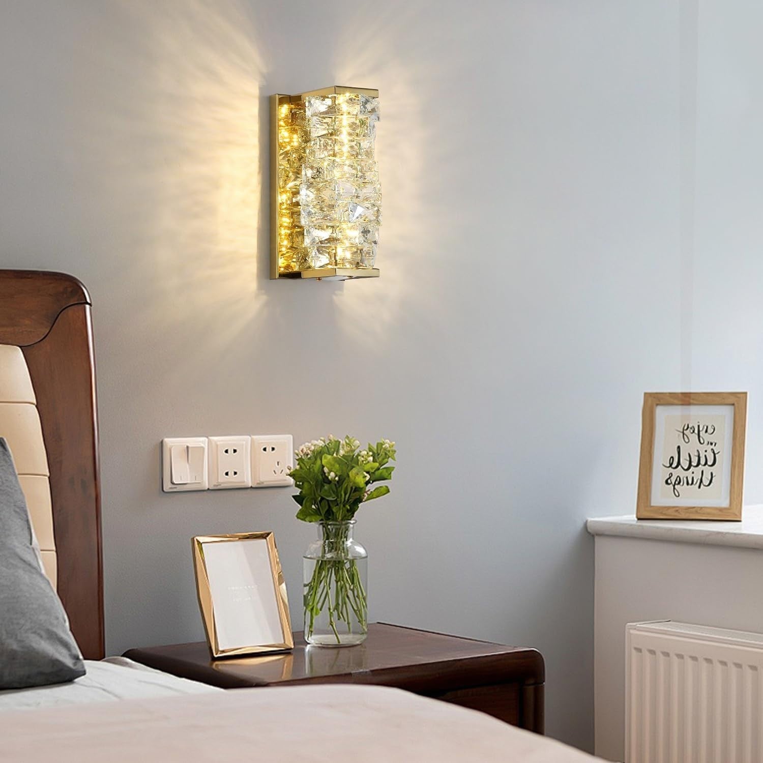 Gold Crystal Wall Light LED Sconce | Luxury Hallway Bedroom Fixture