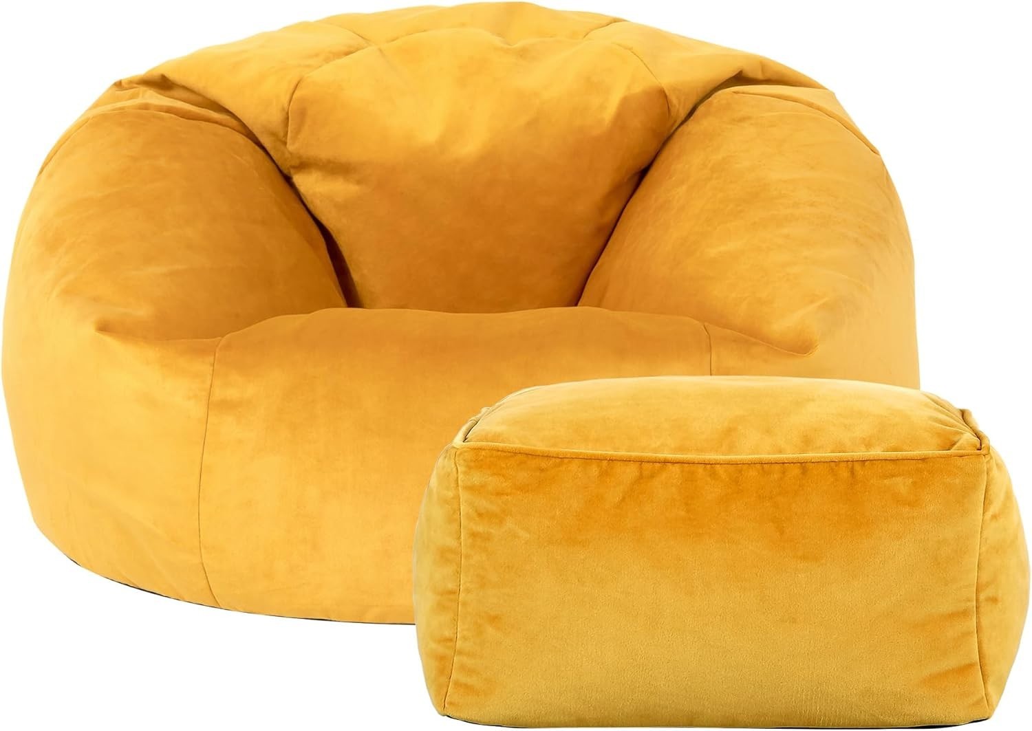 Luxury Velvet Bean Bag Chair & Footstool Set – Adult Lounge Seat