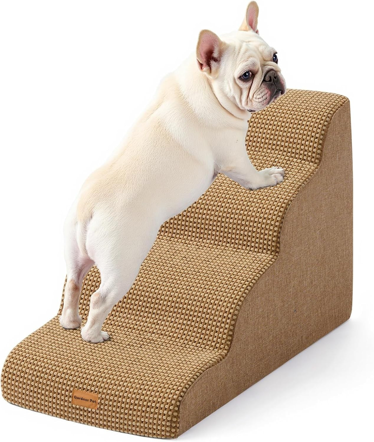 4 Step Dog Stairs Pet Ramp for Bed Sofa Non Slip Washable Brown