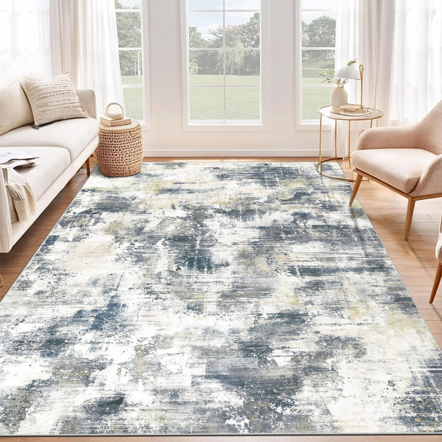 Large Abstract Area Rug 160x230cm Washable Non Slip Soft Short Pile Carpet