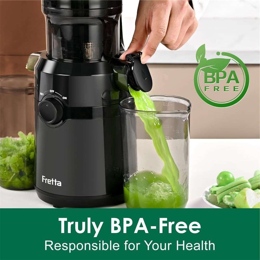 Cold Press Juicer 108mm Wide Feed Opening 200W Slow Masticating BPA Free