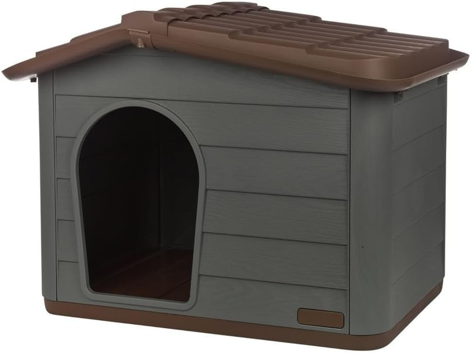 Weather-Resistant Plastic Dog House Medium with Ventilation & Portable Design