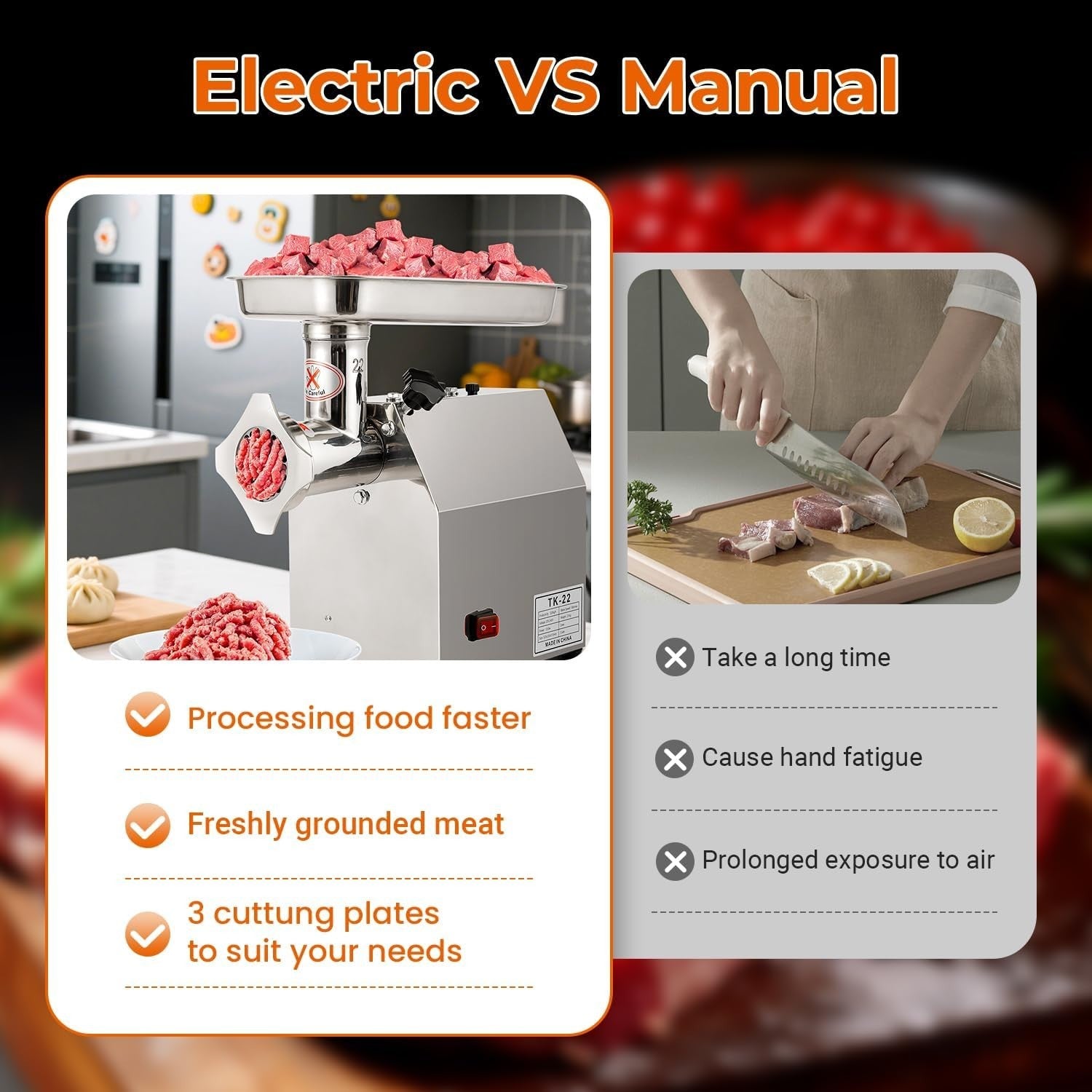 1200W Commercial Meat Grinder Sausage Stuffer 220kg/h Stainless