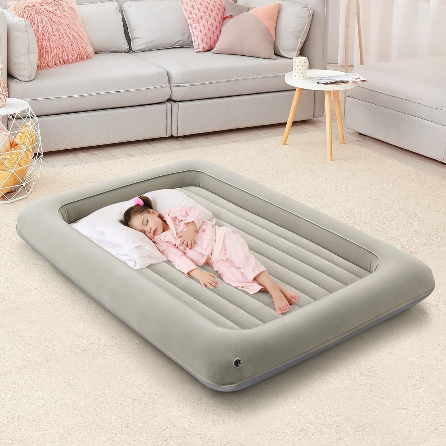 Kids Inflatable Travel Bed with Electric Pump – Portable Air Mattress for Campin