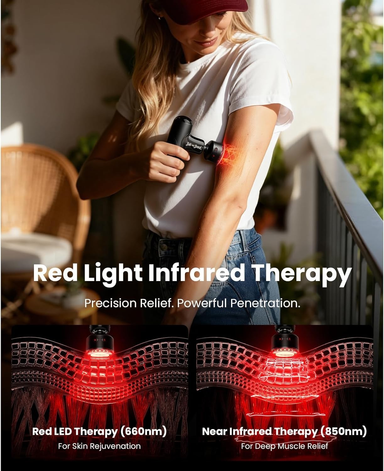 Infrared Heated Massage Gun Deep Tissue Muscle Recovery Quiet Percussion