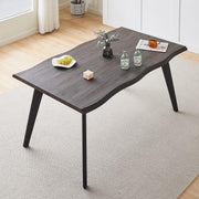 140cm Rustic Brown  Effect Dining Table Metal Legs 6 Seater Modern Kitchen Room
