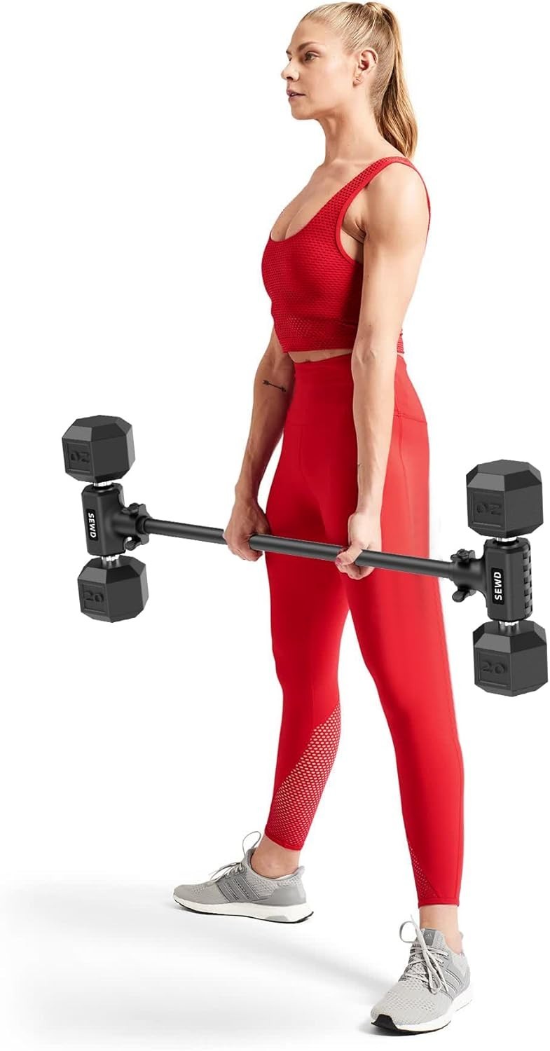 Dumbbell to Barbell Converter Bar 220LB Capacity Foam Grip Home Gym