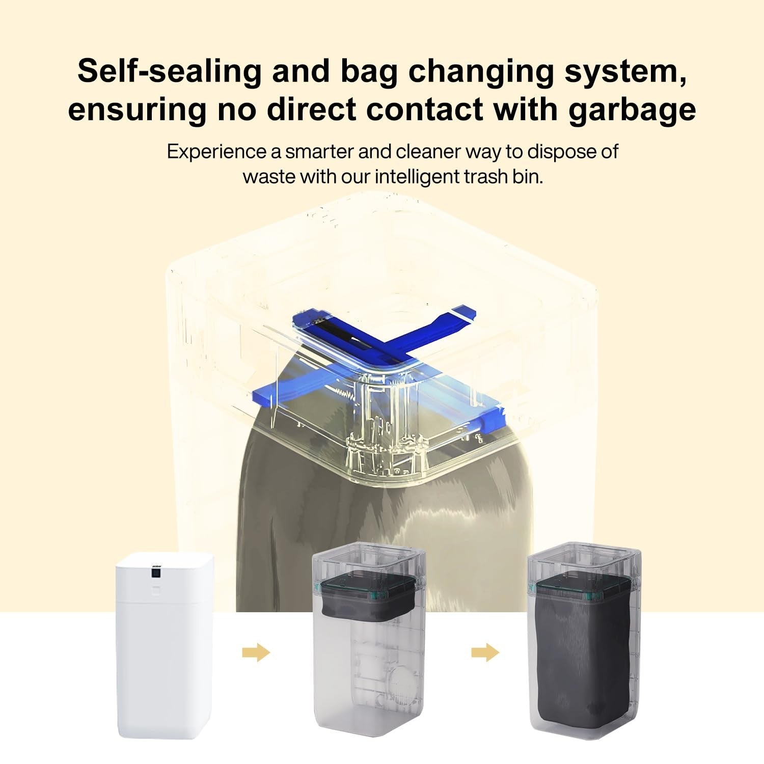 3 Gallon Touchless Smart Trash Can Self-Sealing Automatic Bin