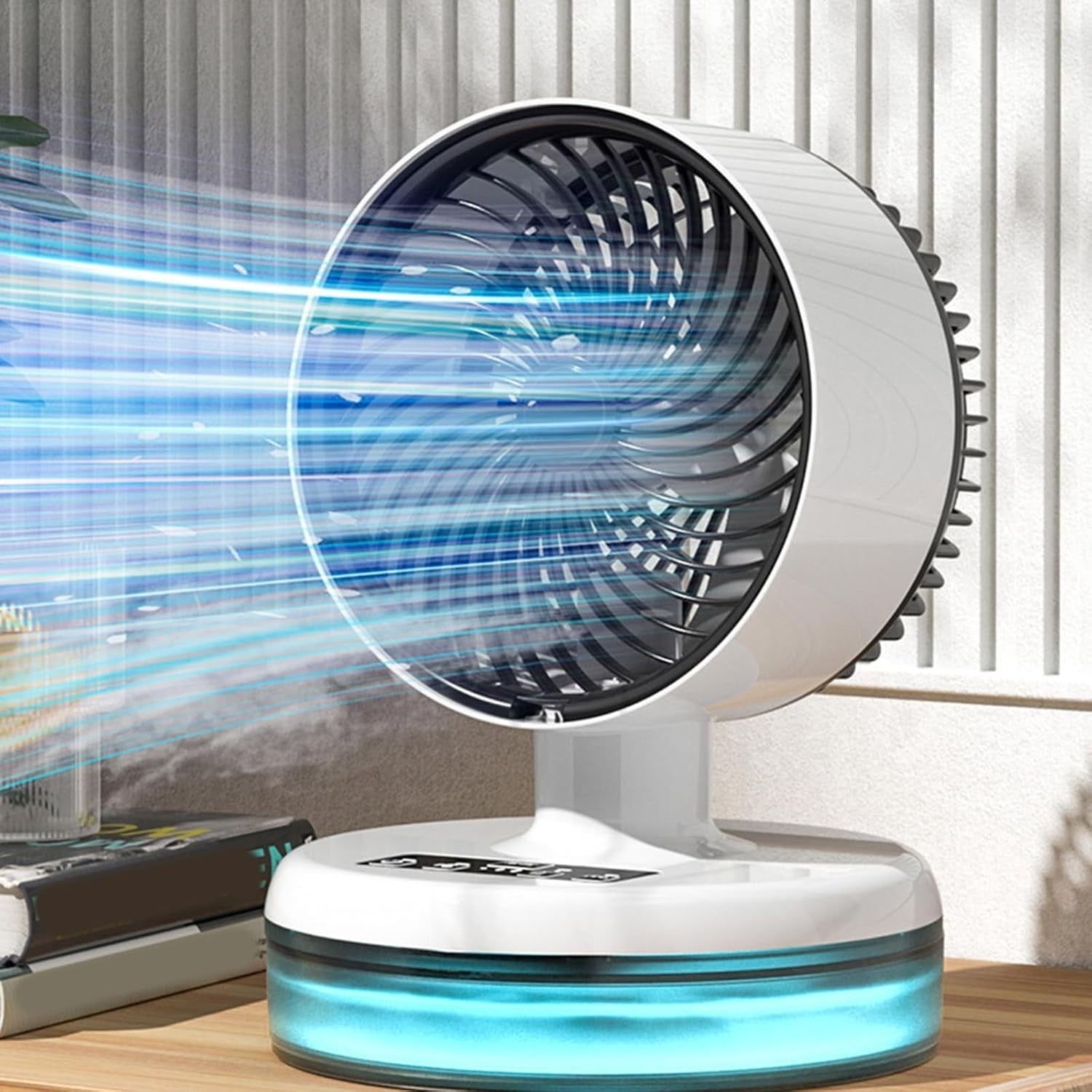 Portable Misting Fan – USB Small 900mL Water Tank 3 Speed LED Light Desk Cooler