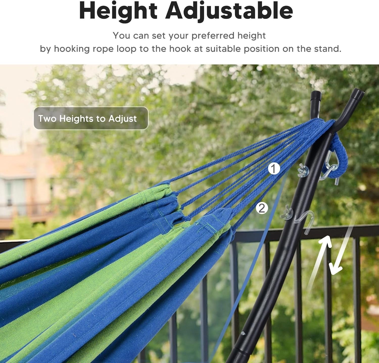 Blue Green Hammock with Stand | 2-3 Person 475lb Capacity | Portable Garden Bed