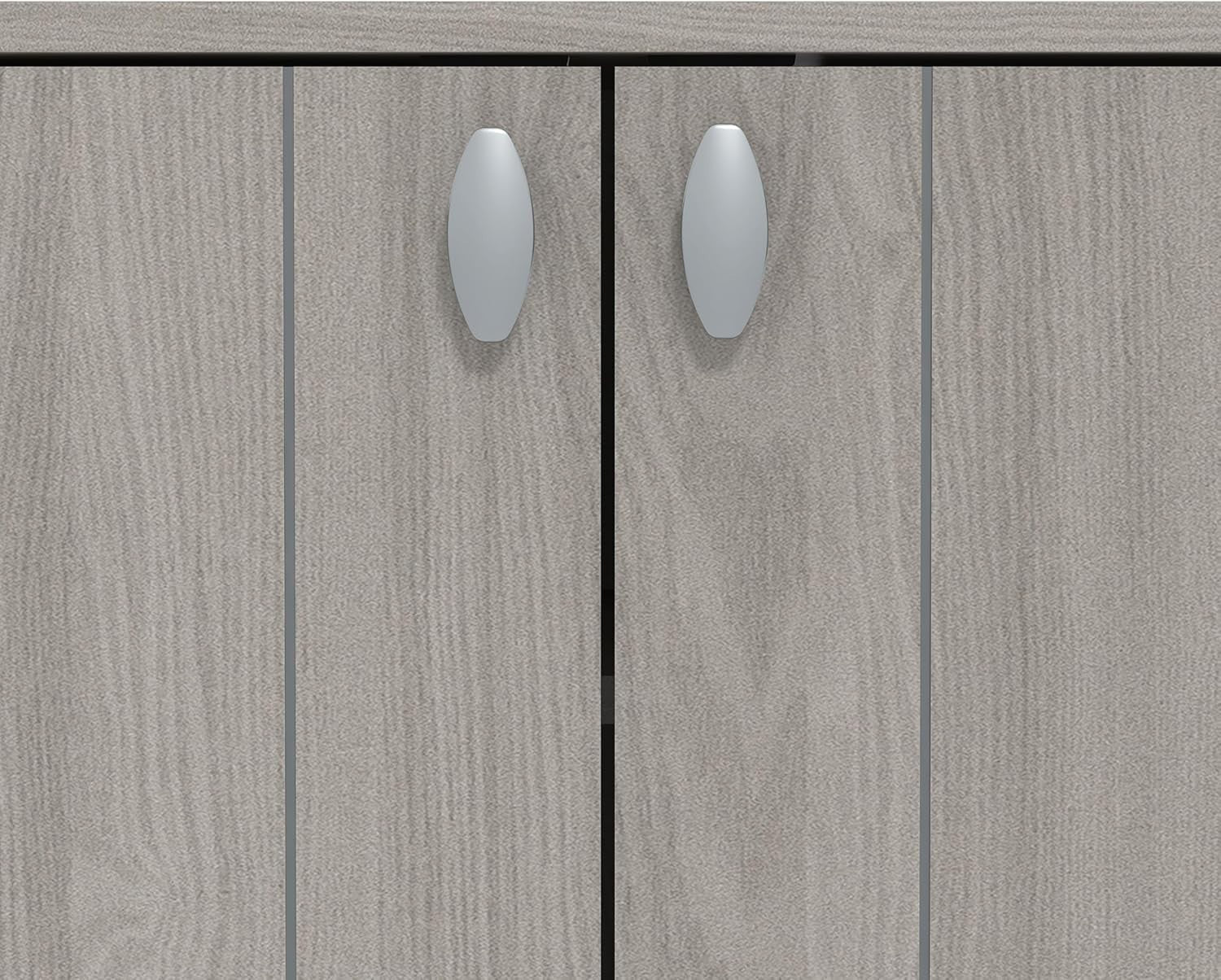 Warm Grey Oak 2-Door Shoe Cabinet 12-Pair Storage 79.6x35.3x64.6cm