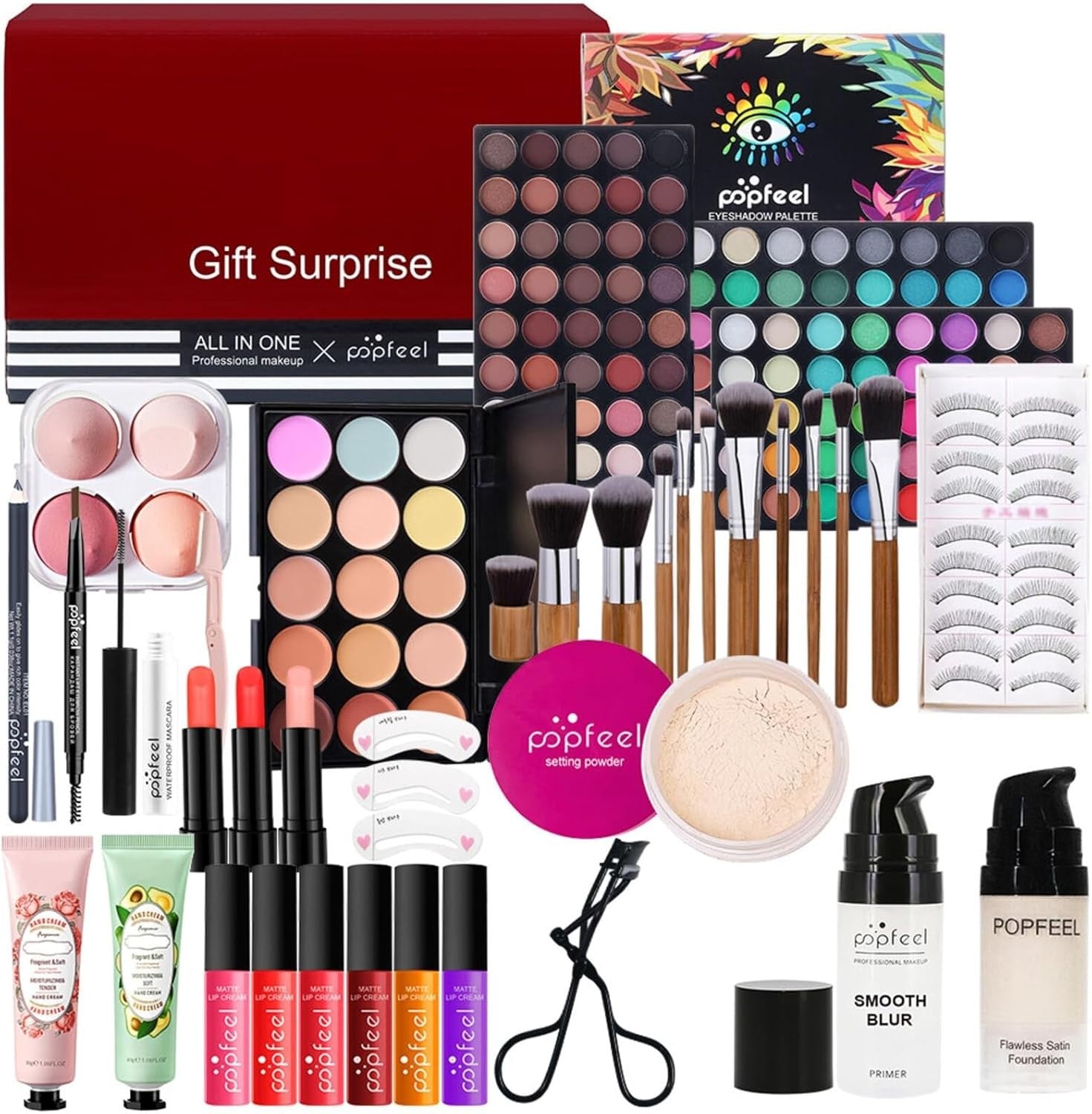 All In One Makeup Kit Gift Set 2 Palette Brushes Lipstick Set