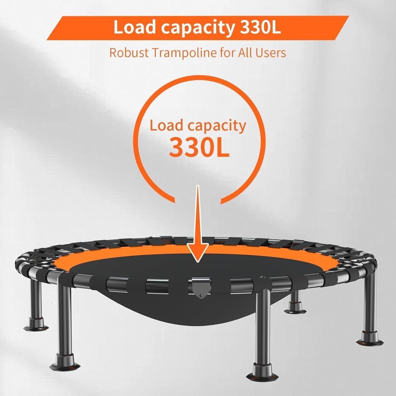 40” Folding Mini Trampoline Indoor Rebounder w Handle 150KG Quiet