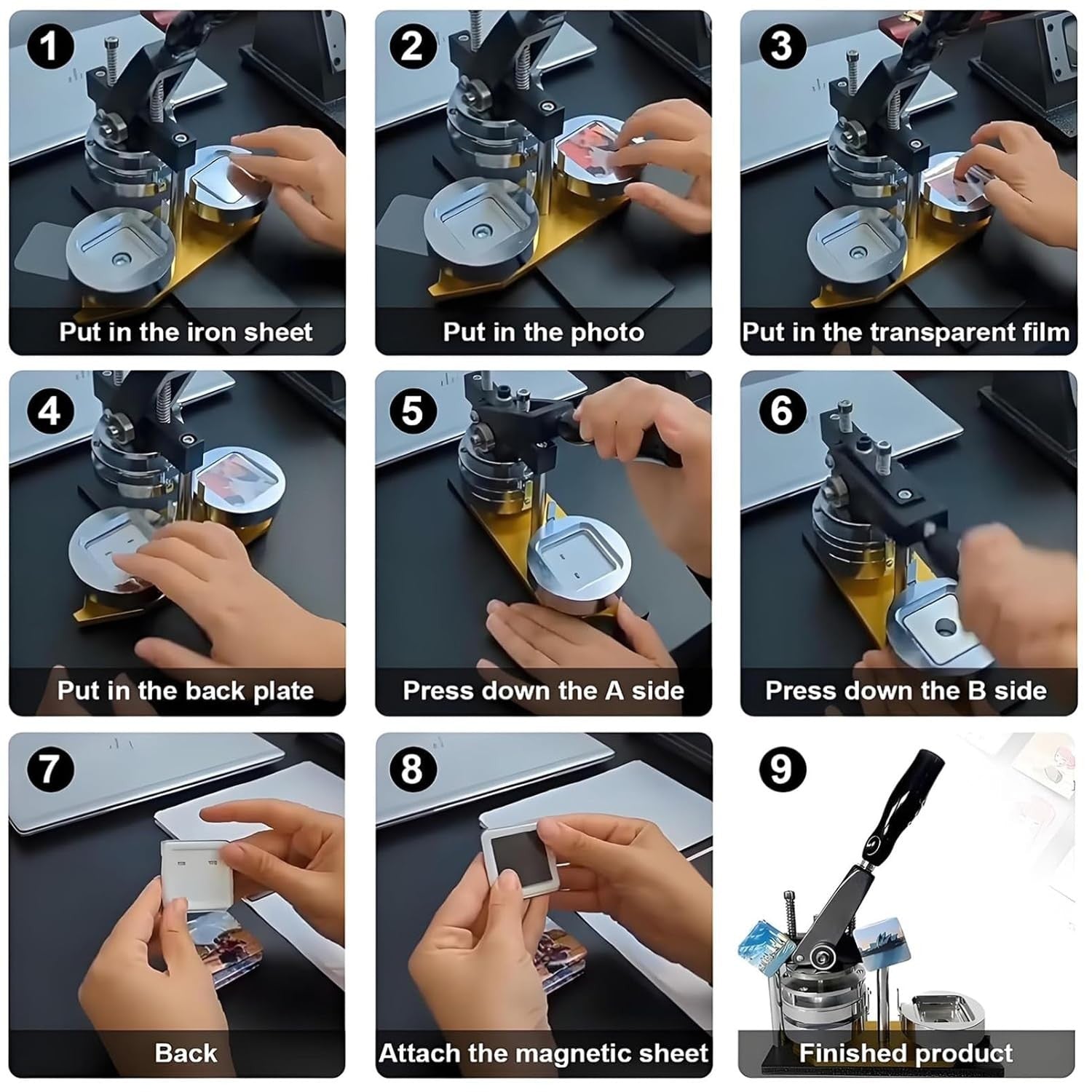 50mm Button Maker Machine Kit with Paper Cutter & 100 Magnet Supplies