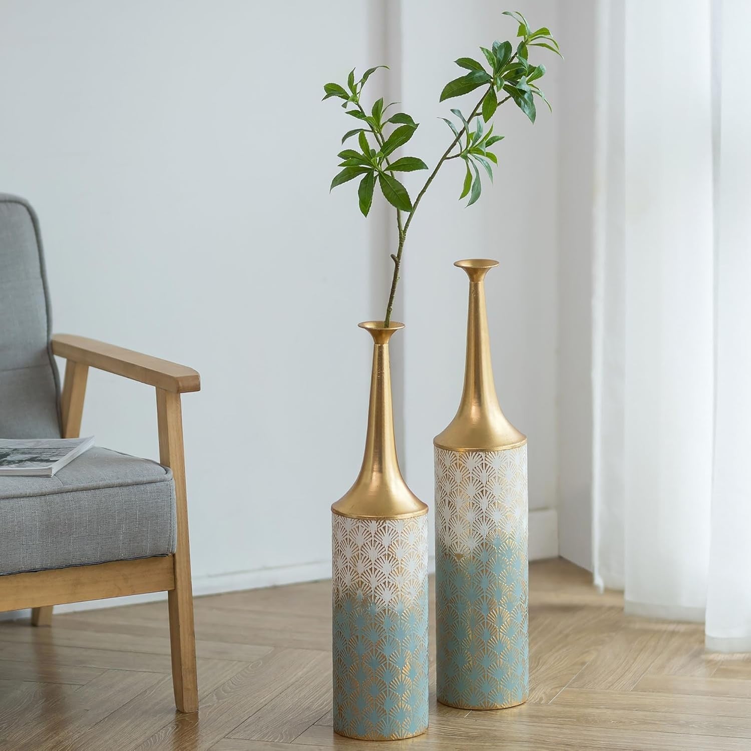 Extra Large Tall Floor Vases Set Metal Pampas Vase Modern Living Room Decor