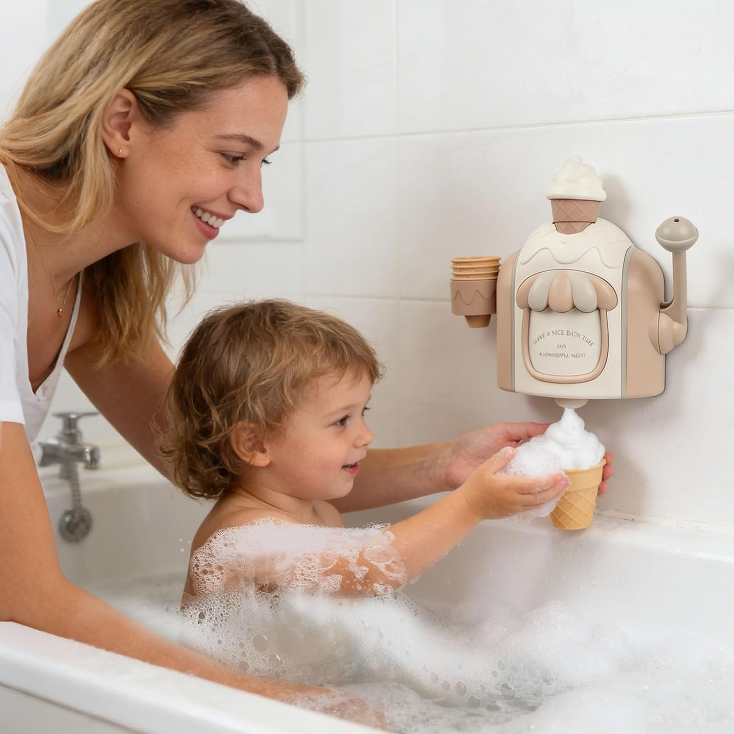 Bath Bubble Ice Cream Maker Foam Bath Toy with Suction Cup