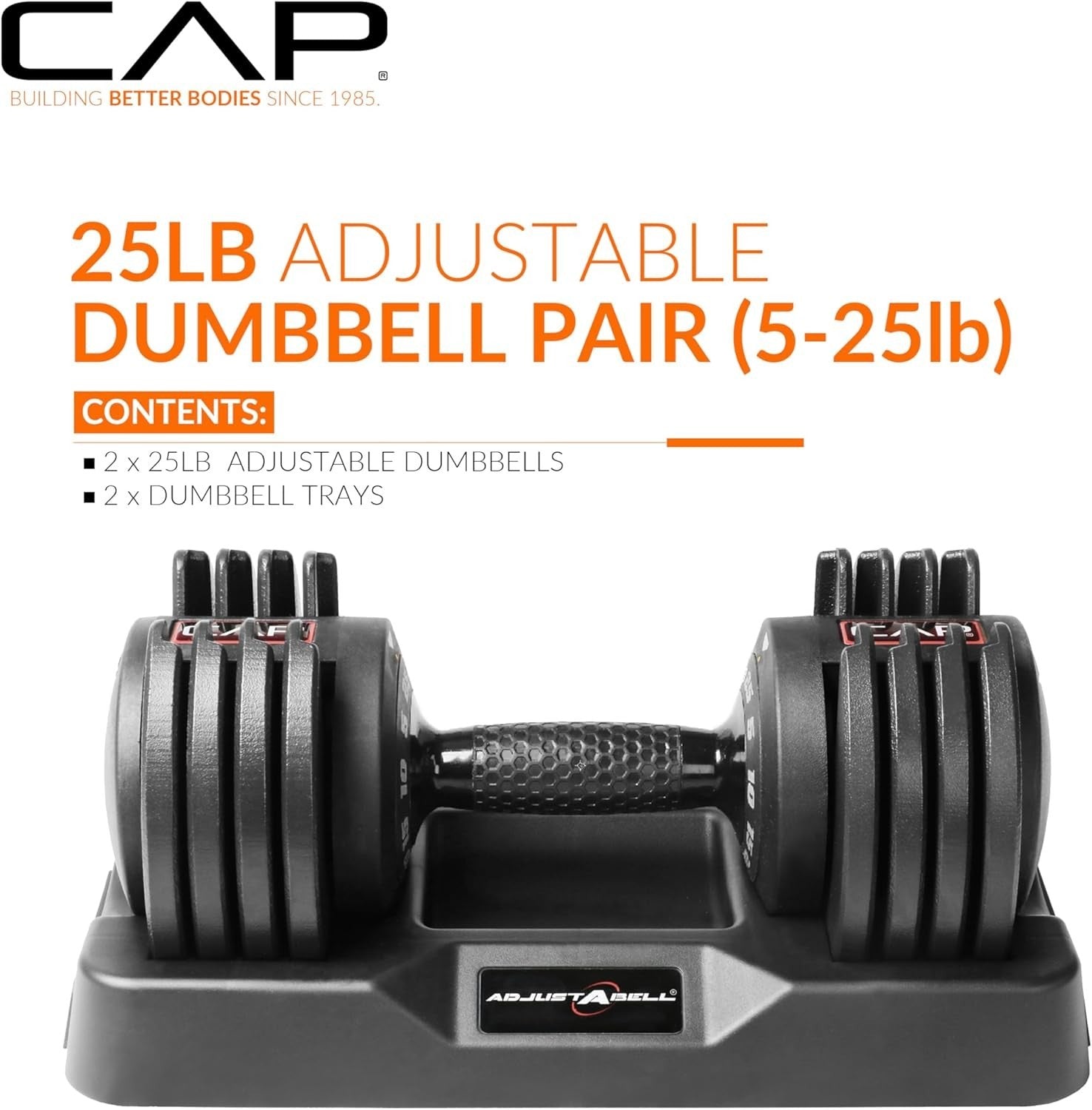 25lb Adjustable Dumbbell Pair Quick Twist Dial Space Saving Home Gym