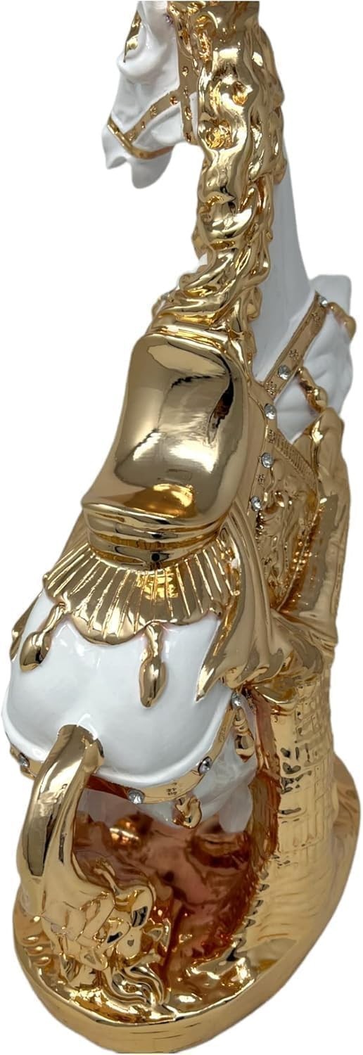 Luxury Porcelain Horse Ornament 44cm • White Gold Figurine • Shelf Sitter Decor