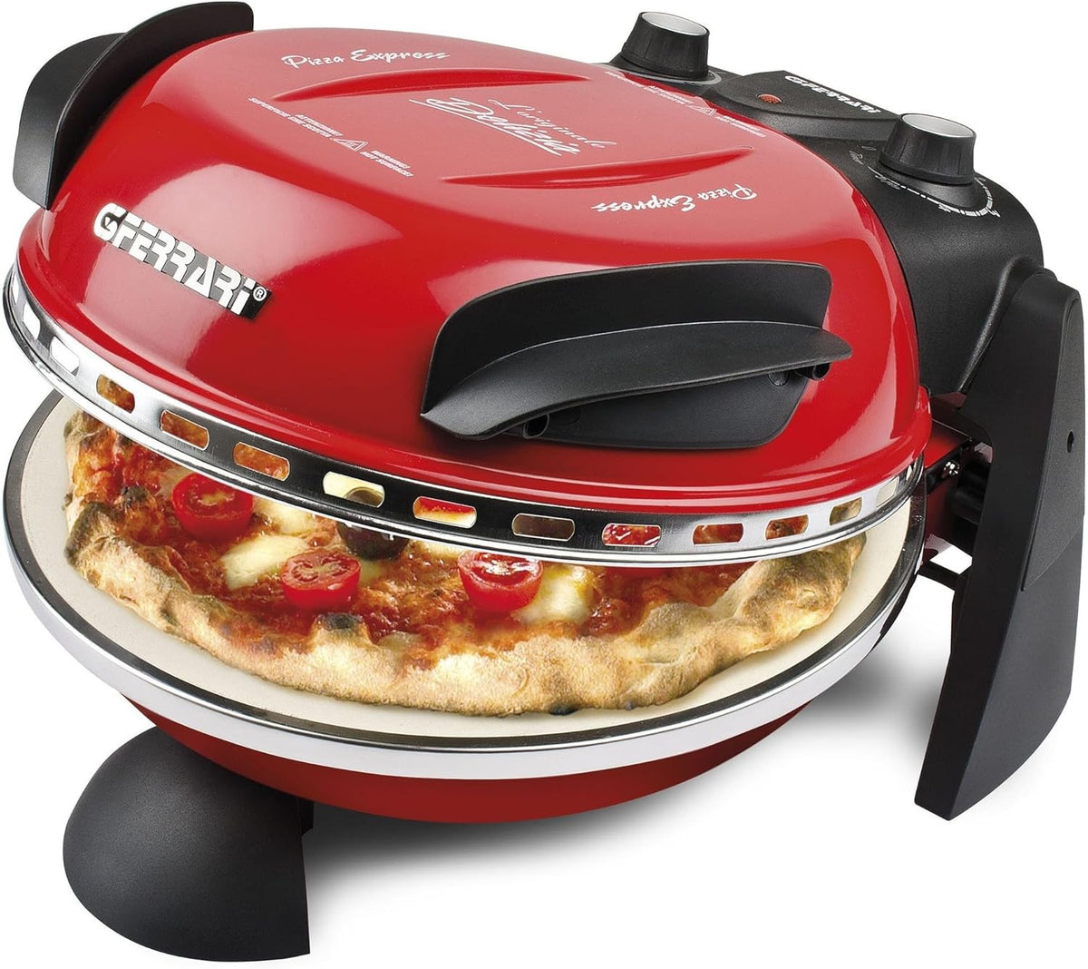 Electric Pizza Oven 1200W | Portable Indoor Pizza Maker w/ Stone Plate 31cm Red