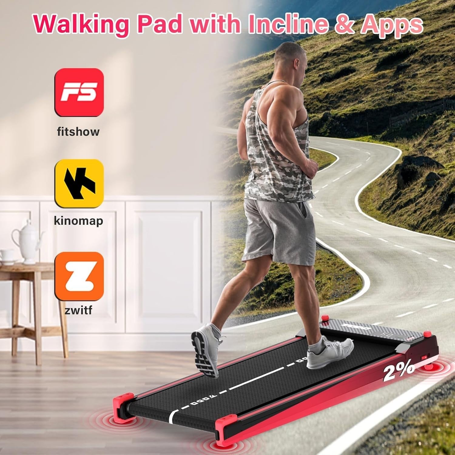 Dual-Function Under Desk Treadmill & Foot Massage | Home/Office Fitness
