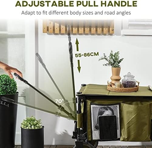 Folding Garden Trolley Cargo Wagon 100kg Outdoor Utility Cart on Wheels