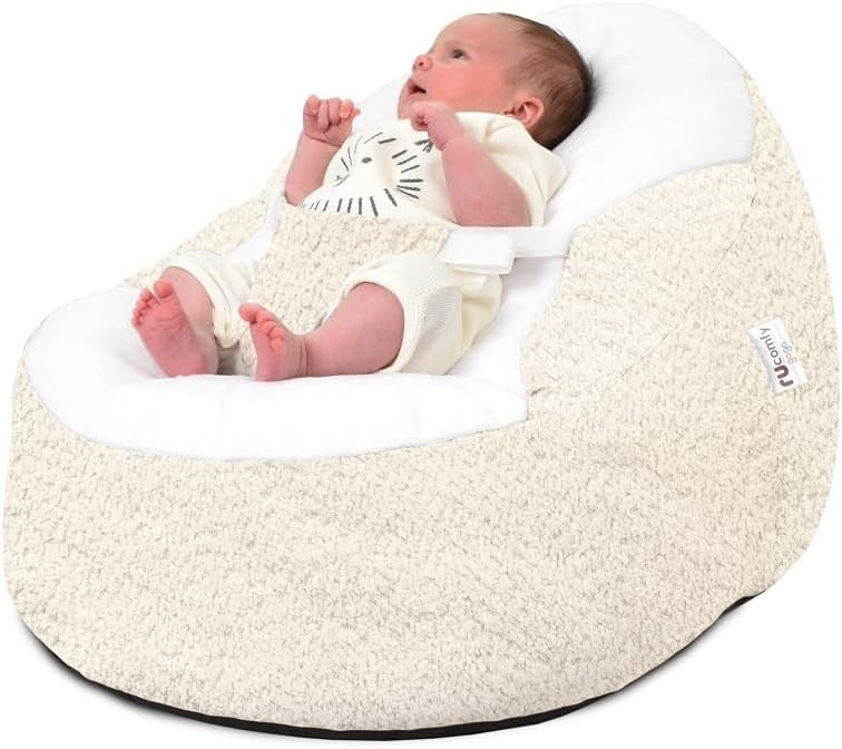 Newborn Baby Beanbag Chair with Safety Harness Soft Ergonomic Lounger 0-6 Months