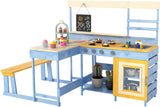 Kids Outdoor Mud Kitchen Wooden Playset Picnic Table Blackboard Toy