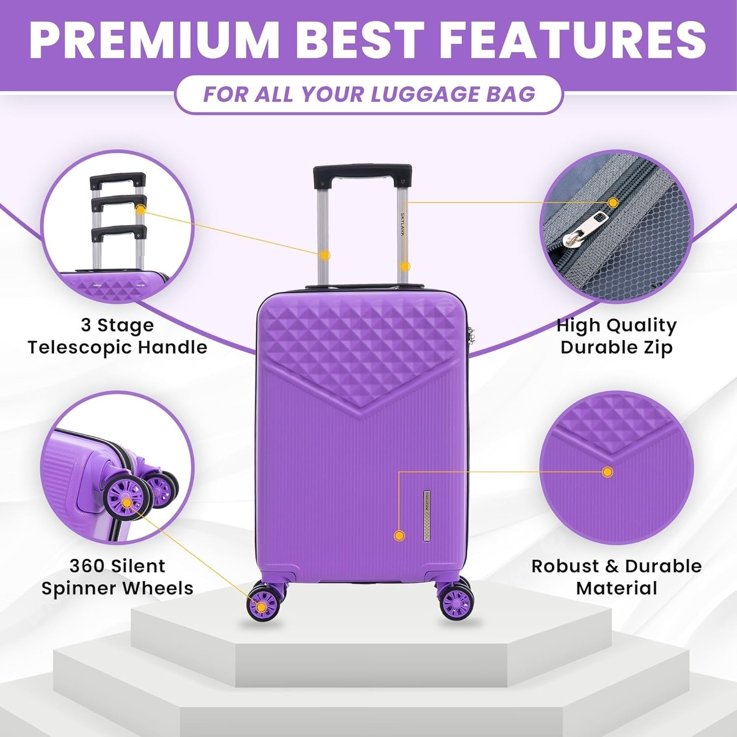 24 Inch Check In Suitcase ABS Hard Shell Lightweight 4 Wheel Spinner 66L
