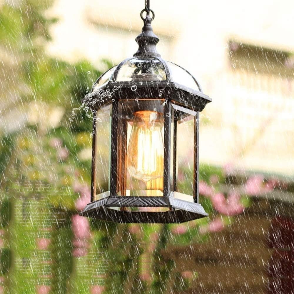 Retro Black Outdoor Hanging Lantern – IP23 E27 Pendant, Adjustable