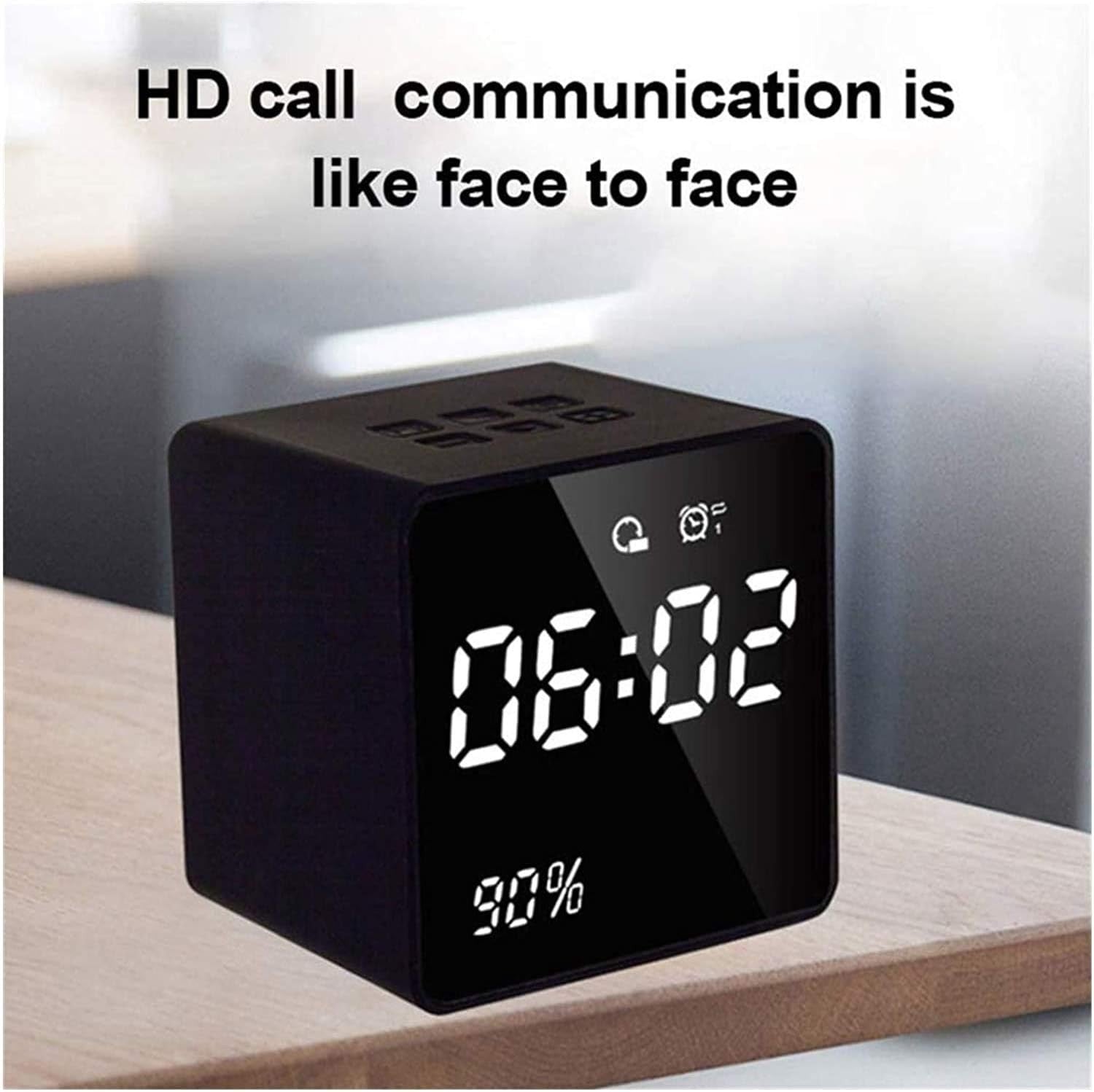 Black Digital Alarm Clock Bright LED Display Snooze Bedside Cube Design