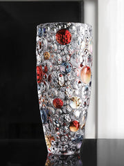 Large Crystal Glass Flower Vase 11.8in Colorful Dot Modern Home Décor