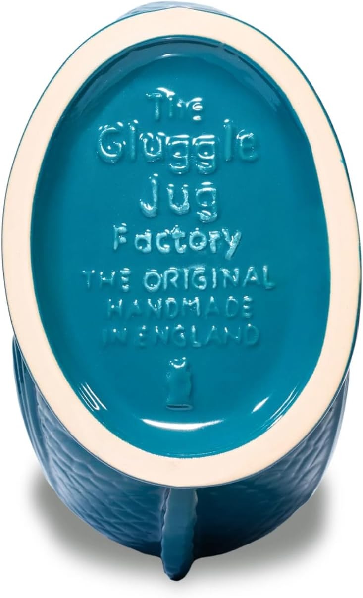 Teal Gluggle Jug XL 1.4L – Ceramic Fish Pitcher, Water & Wine Decanter Vase