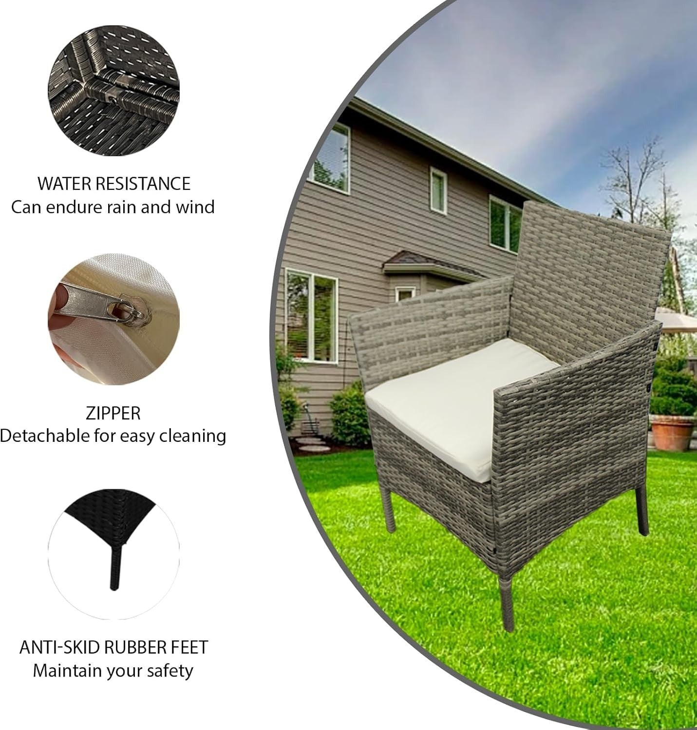 4-Piece Outdoor Rattan Patio Set Garden Sofa Table Chairs Backyard Yard