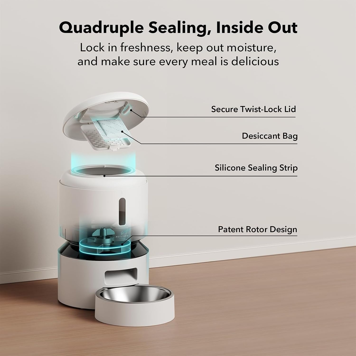 WiFi Automatic Pet Feeder 3L Timed Food Dispenser Stainless Steel Bowl