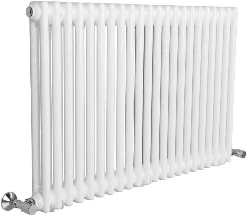 Double Column Horizontal Radiator 600x1010mm White Cast Iron Style