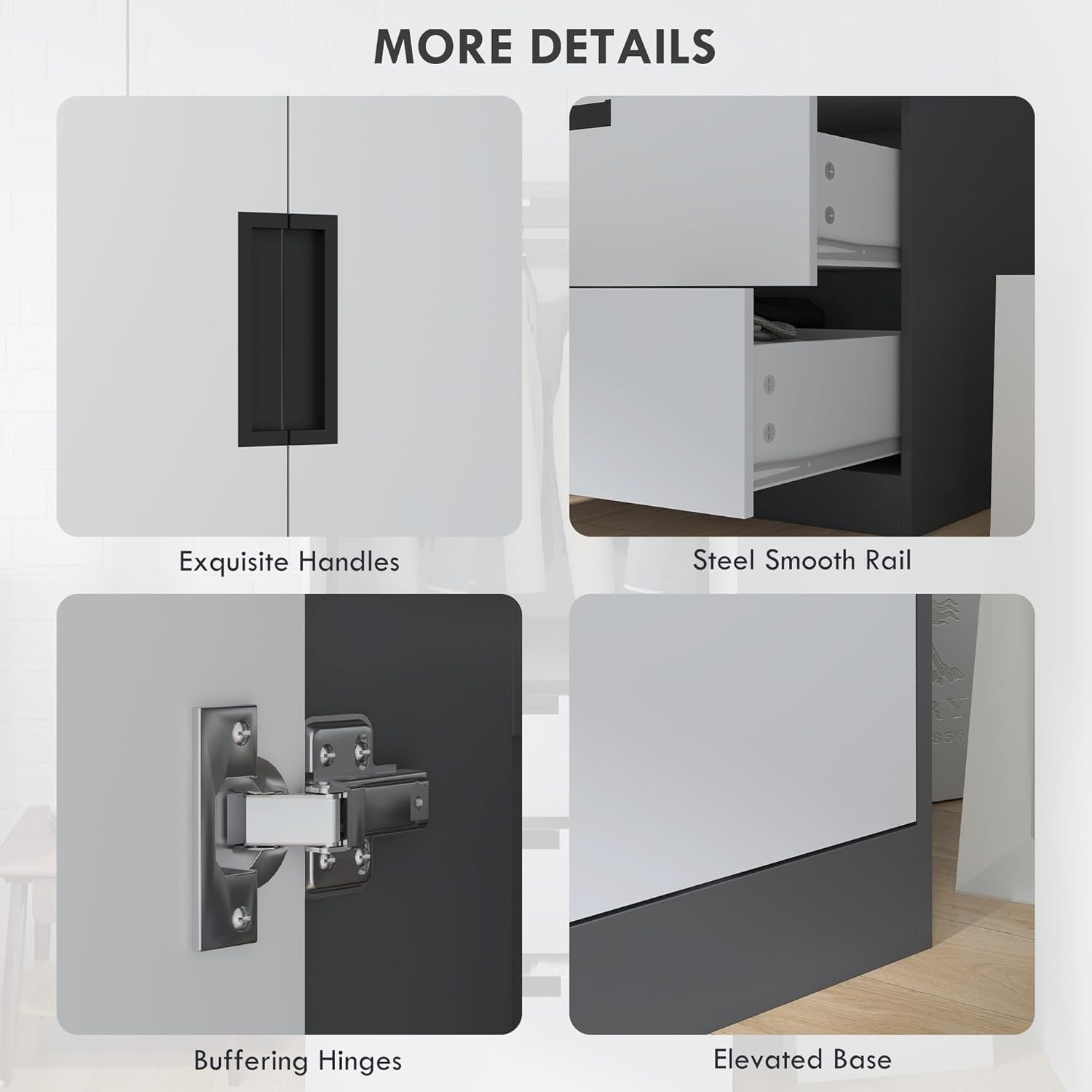 Modern 2 Door Wardrobe with 3 Drawers & Hanging Rod – Scratch Resistant