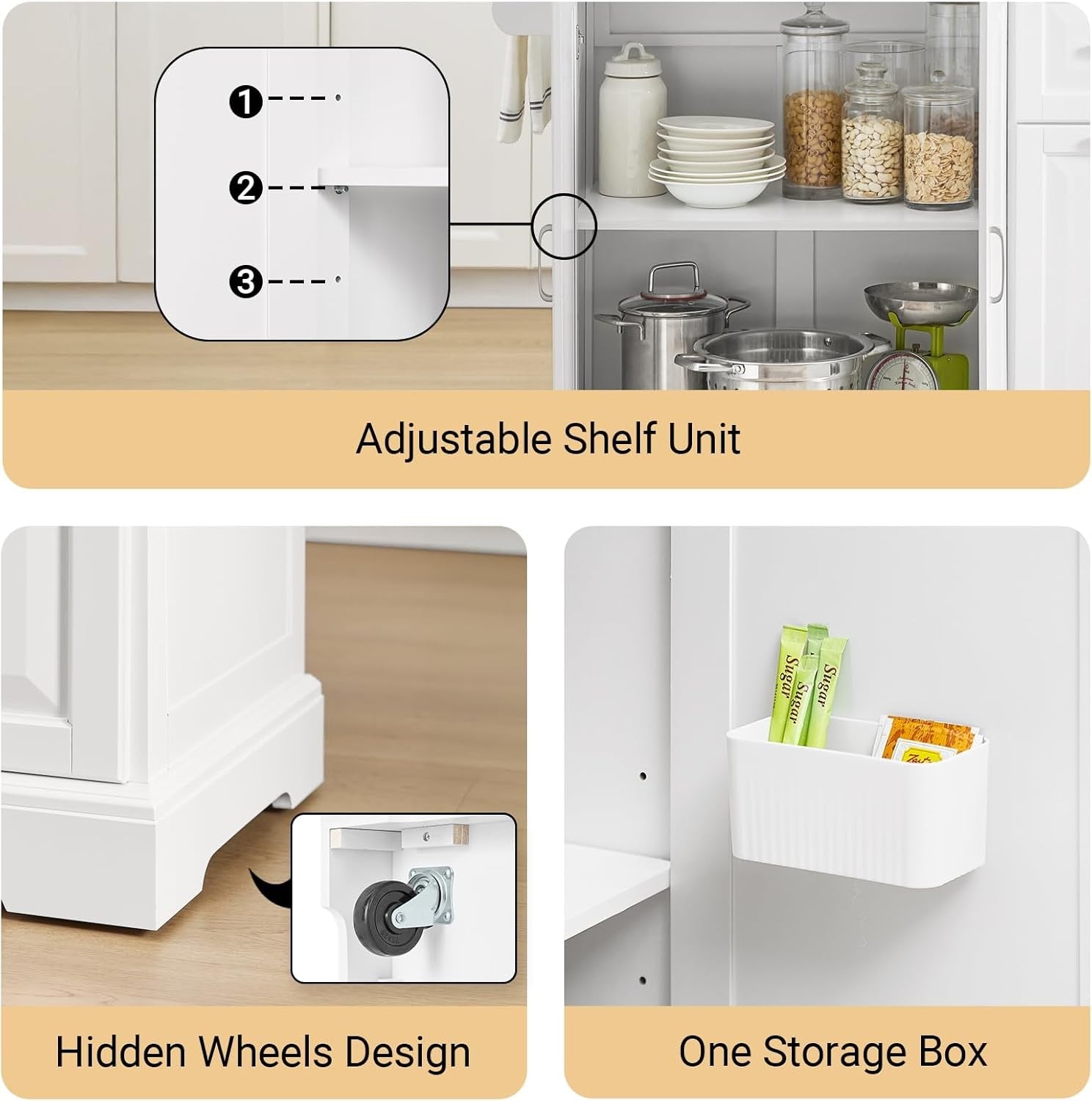 Kitchen Island Cart on Wheels Extendable Worktop Storage Cabinet