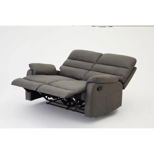 2 Seater Manual Recliner Sofa Grey Air Leather Lounge Chair Padded