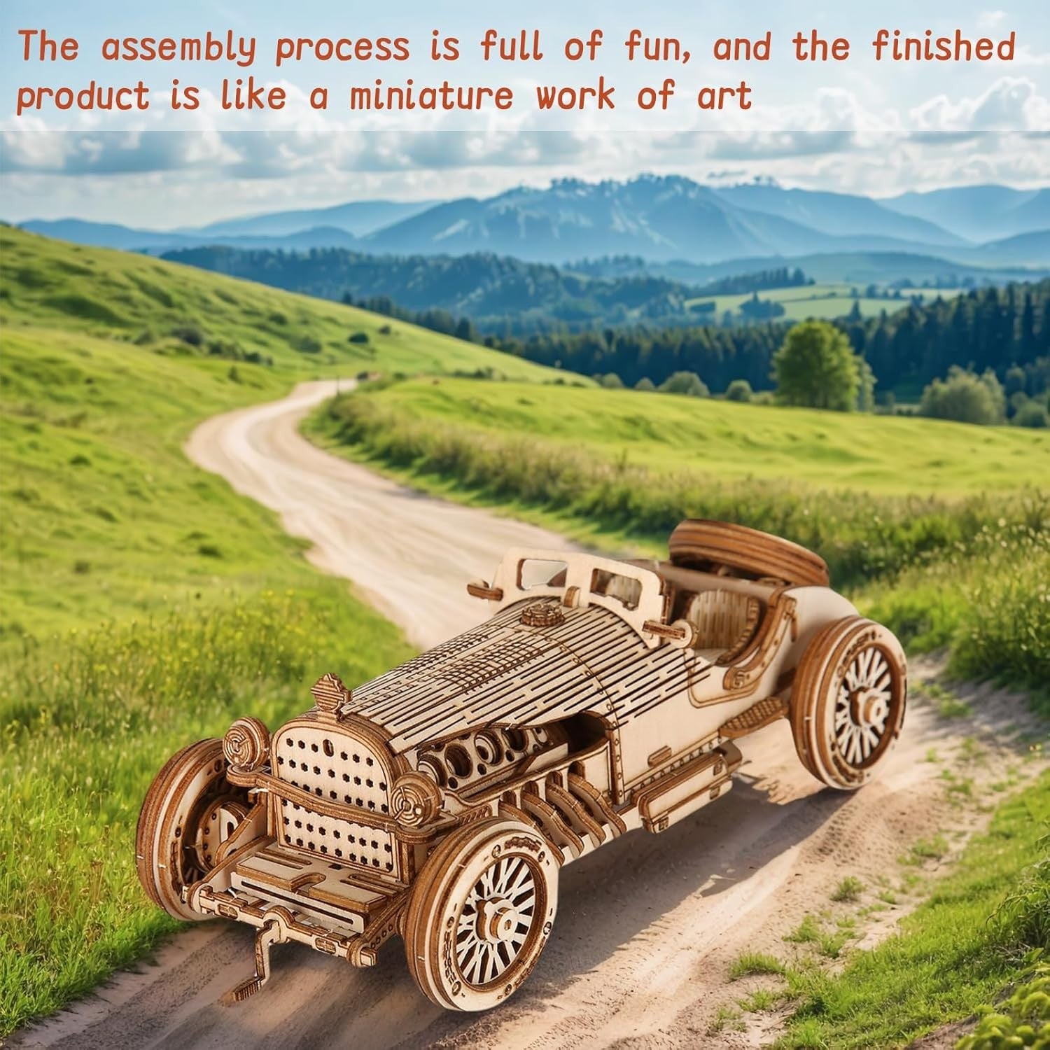 3D Wooden Car Puzzle Model Kit - DIY Build, Educational Craft, Home Decor