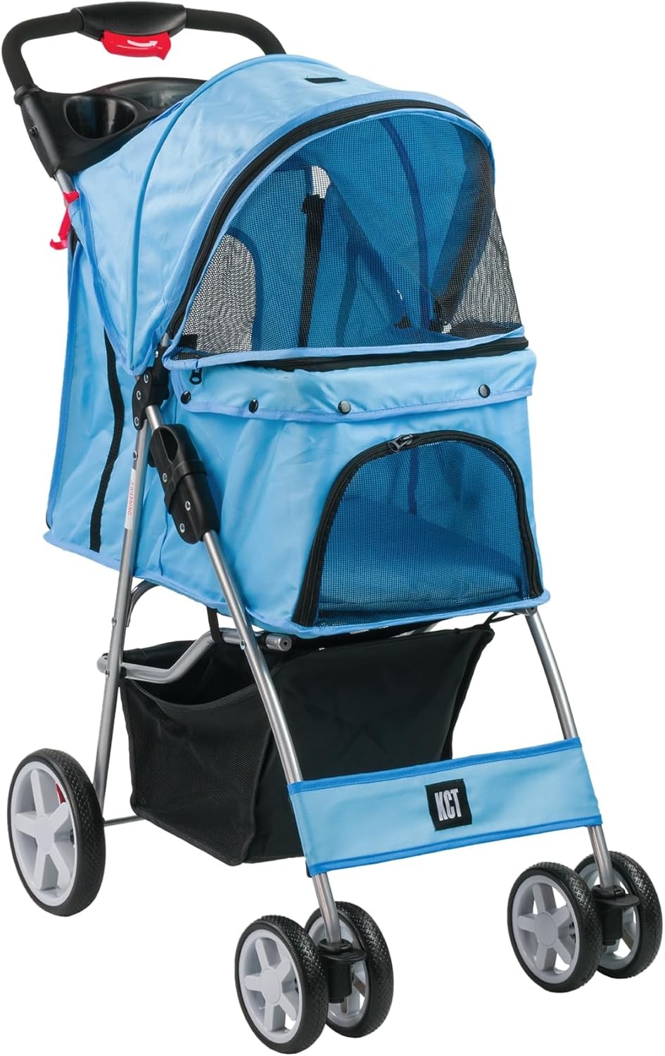 Dog Stroller with Rain Cover Foldable 4 Wheel Pet Pushchair Small Dogs