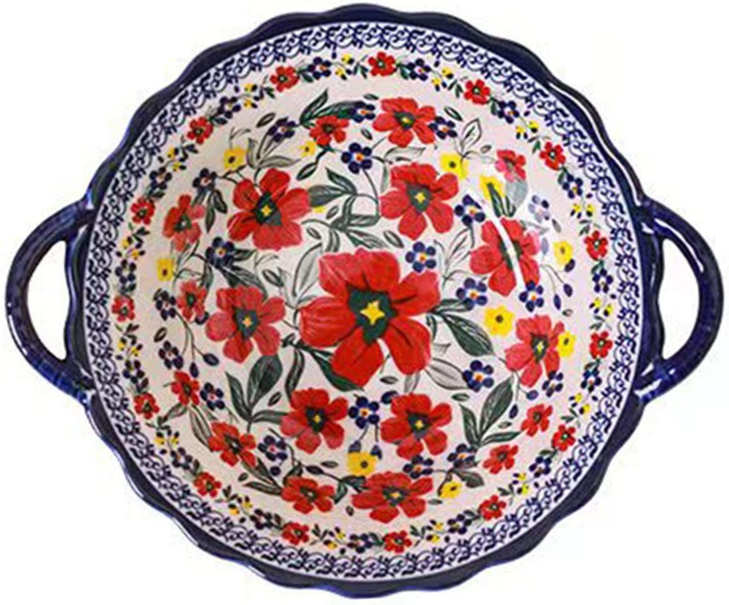 Boho Ceramic Soup Bowls with Handles Microwave Oven Safe 25x21.5cm
