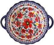 Boho Ceramic Soup Bowls with Handles Microwave Oven Safe 25x21.5cm